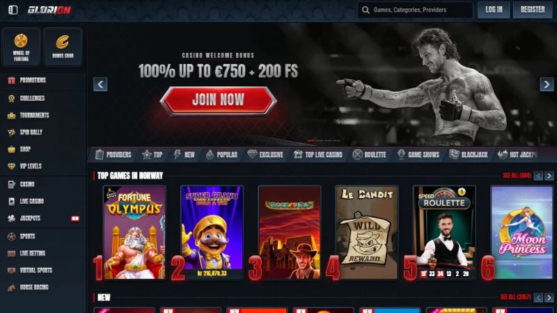 Glorion Casino screenshot herního prostředí